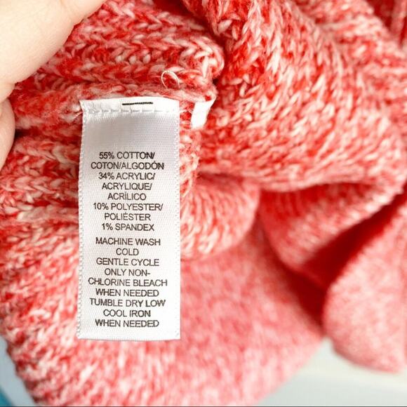 LOFT Knit Mock Neck Marled Chunky Sweater Side Vents Size Large L Cotton Blend - Picture 5 of 10